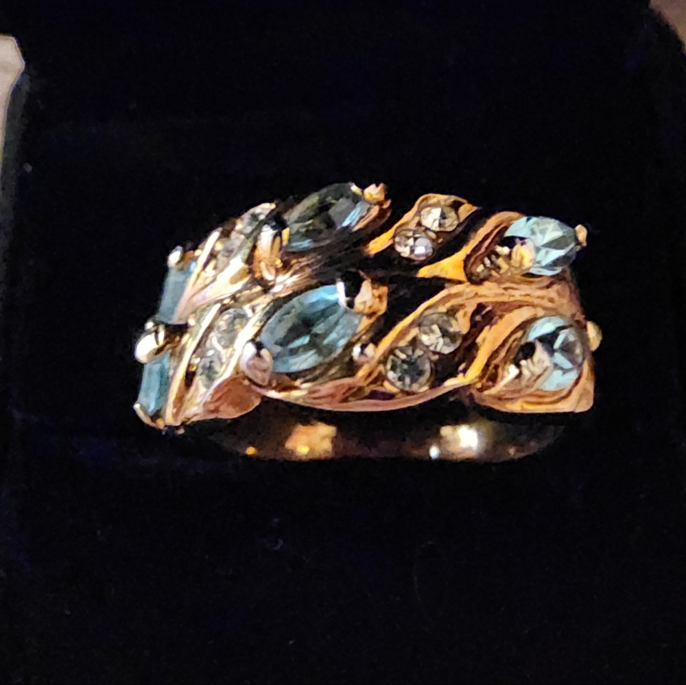 AquaMarine With Faux Diamonds  Ring